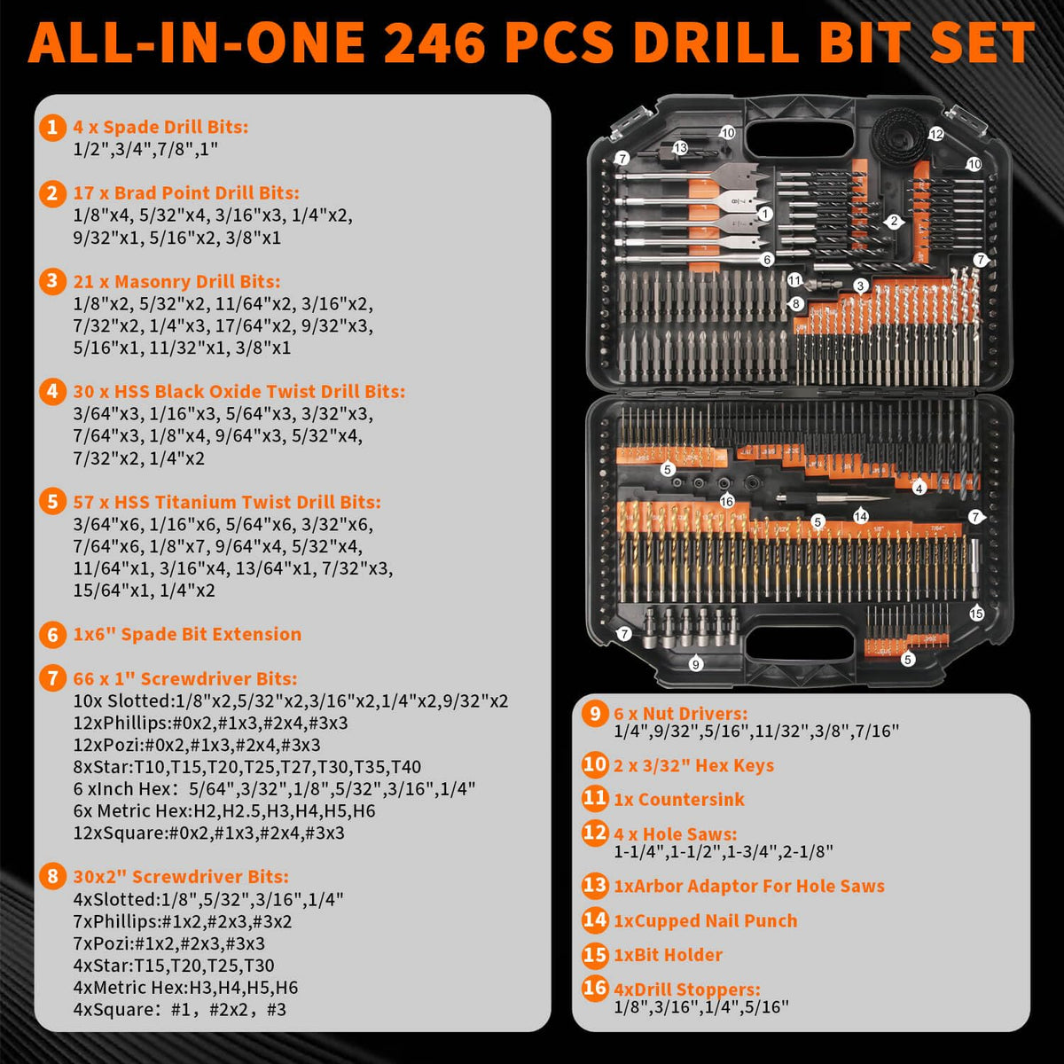 ENERTWIST Drill Bit Set 246PCS Drill Bits Driver Set with - ENERTWIST Official Imagery - 3