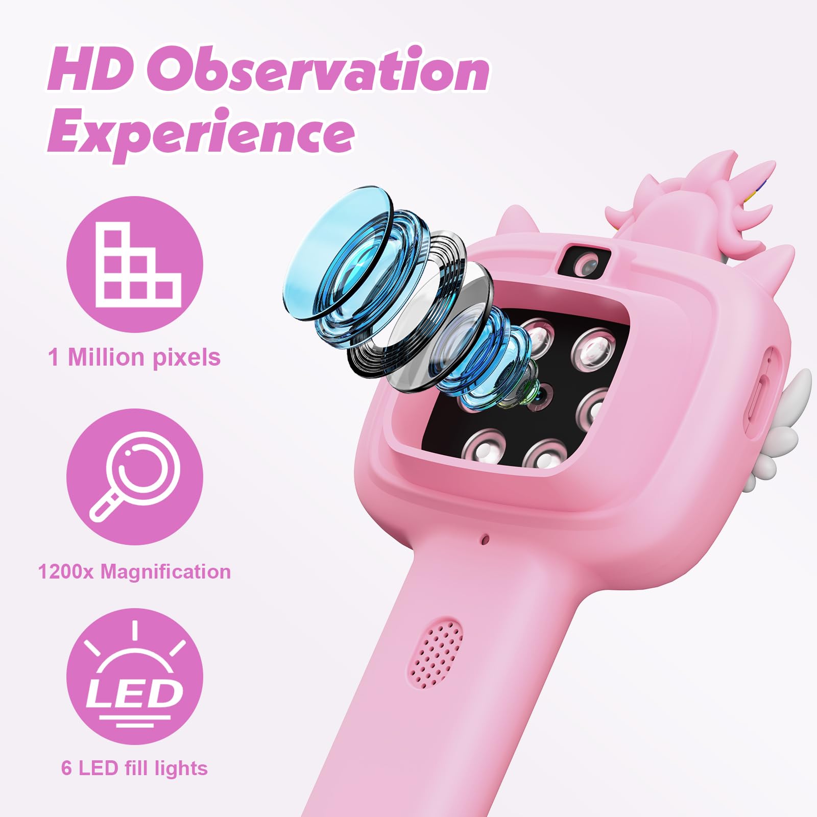 Wonovate Microscope for Kids Gifts Toys Science, Mini Handheld Digital - View 4