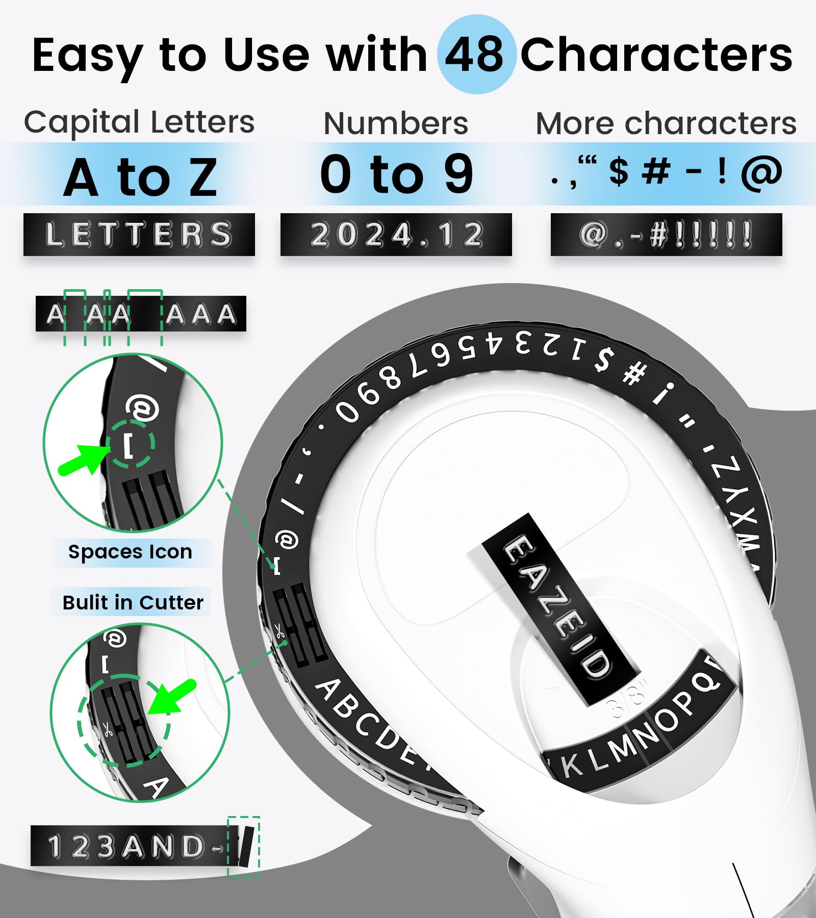 EazeID Label Maker Embossing, Embossed Vintage Label Maker with 3 - EazeID Official Product View 4
