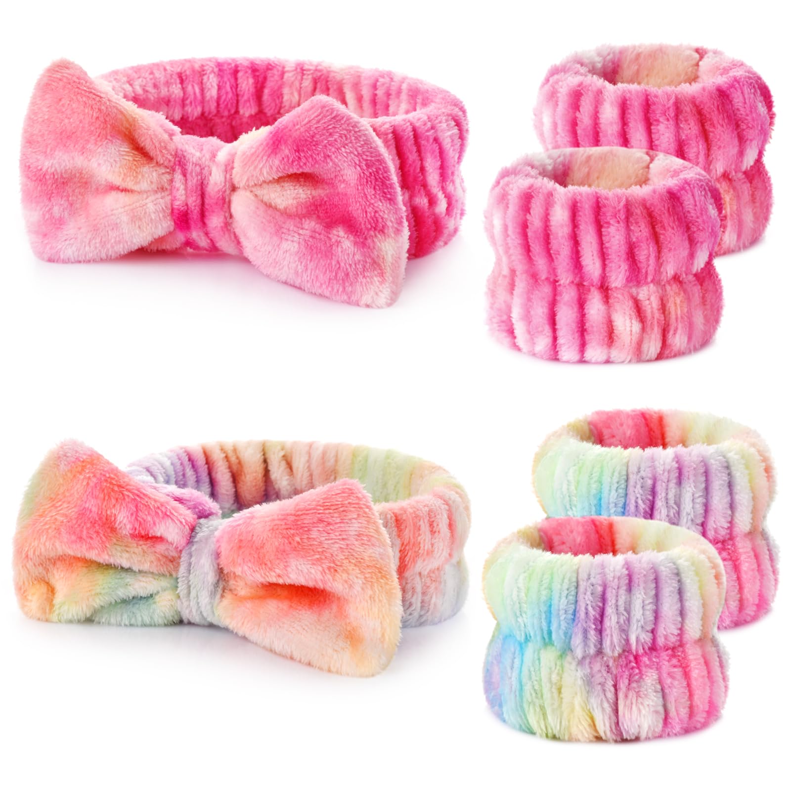 Wteehn 6pcs Headband and Wristband for Face Washing, Makeup Spa - Product Imagery