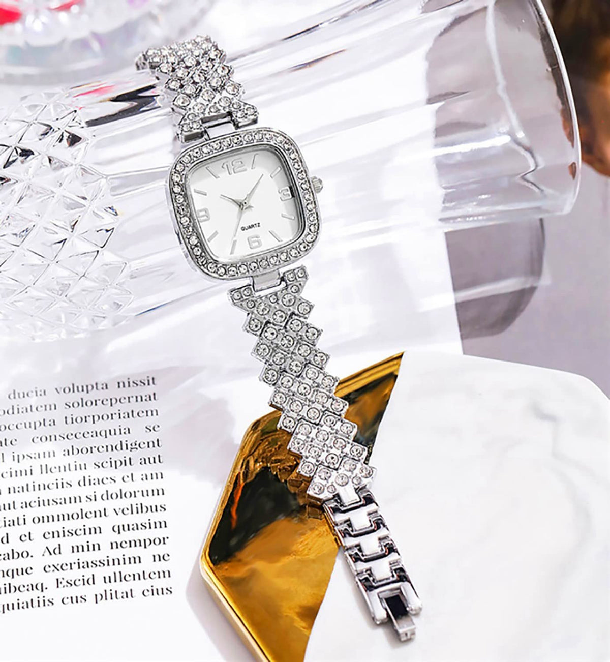 ADSBIAOYE Fashion Luxury Vintage Diamond Square Watch - ADSBIAOYE Official Imagery - 5