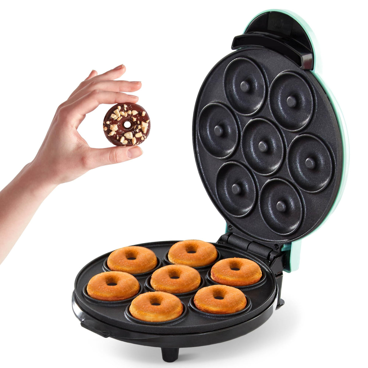 Dash Express Mini Donut Maker 7 Donuts Aqua - DASH Official Imagery - 1