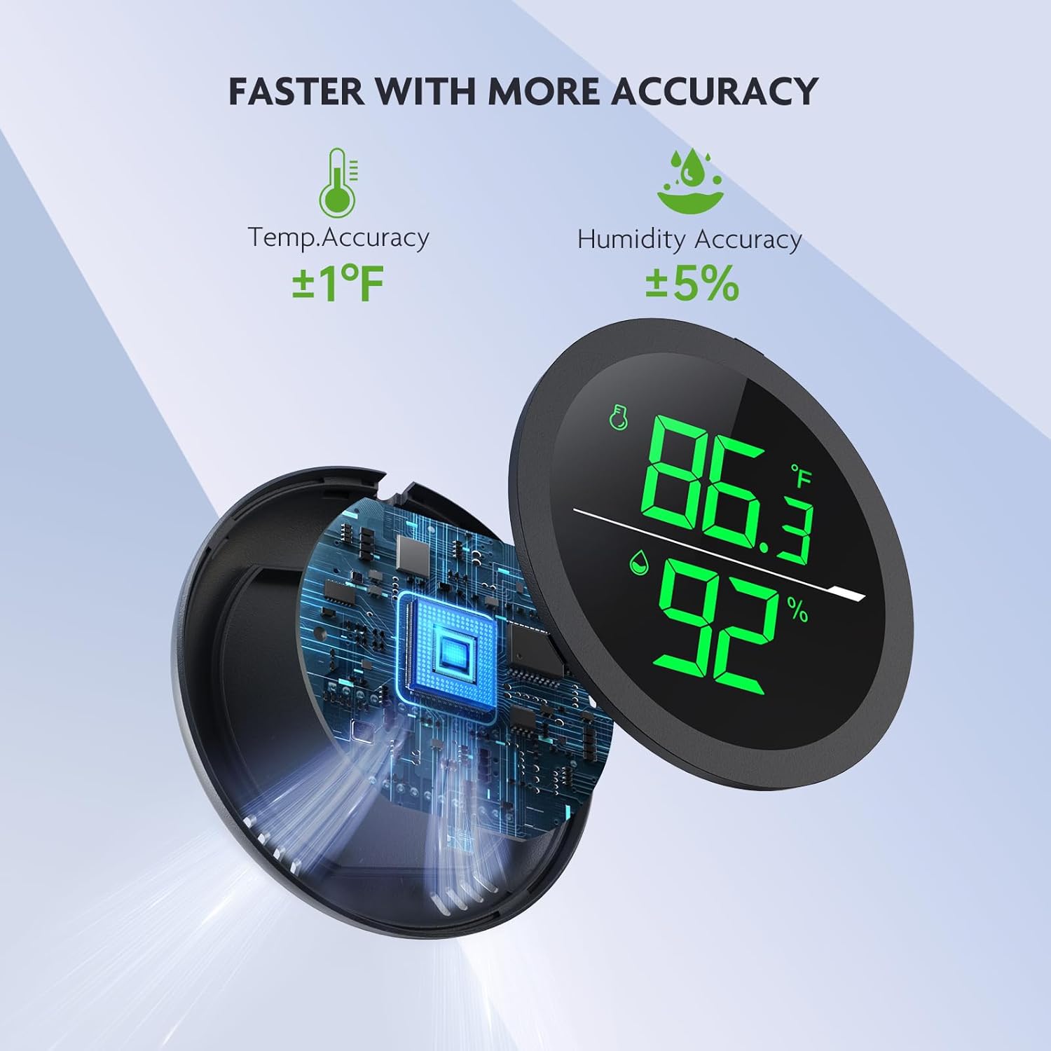 PAIZOO LED digital reptile thermometer and hygrometer showing temperature and humidity levels on a sleek device display