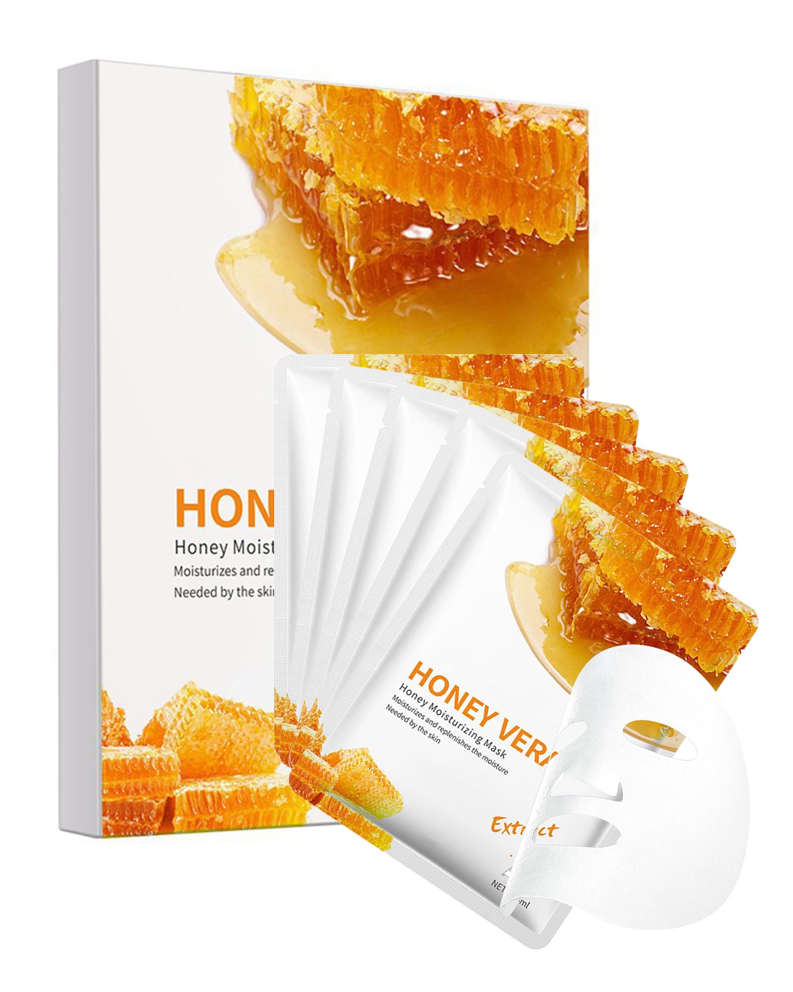 Sheet Facial Mask Set, 5 Packs Honey Anti-Aging Hydrating - LYSdefeu