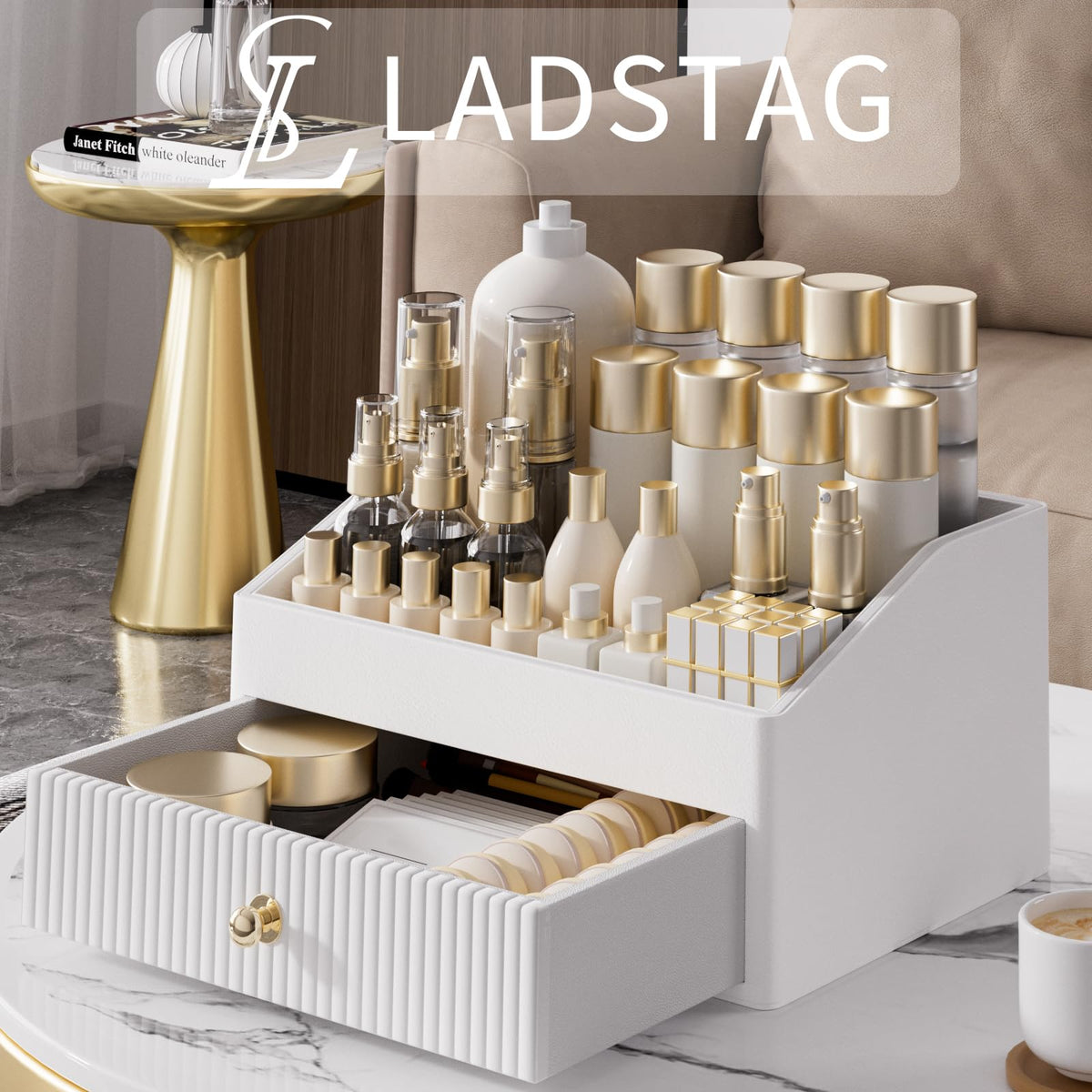 LADSTAG Makeup Organizer Leather Skin Organizer with 1 - LADSTAG Official Imagery - 4