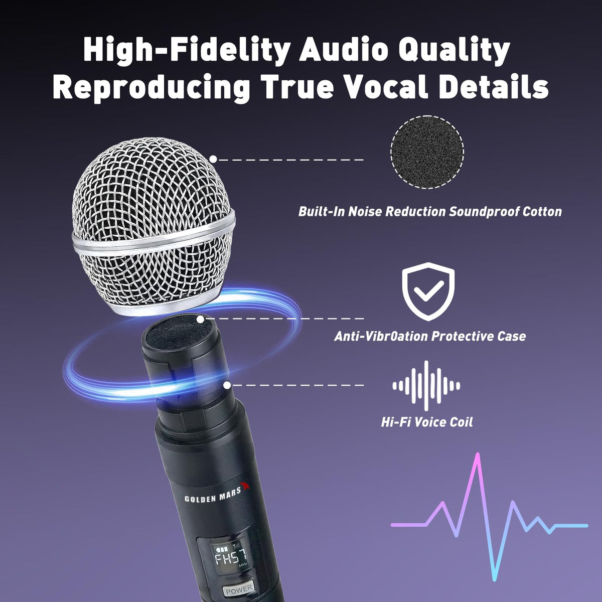 Wireless Microphones with 2 4GHz AI Auto Connection for - GOLDEN MARS Official Imagery - 3