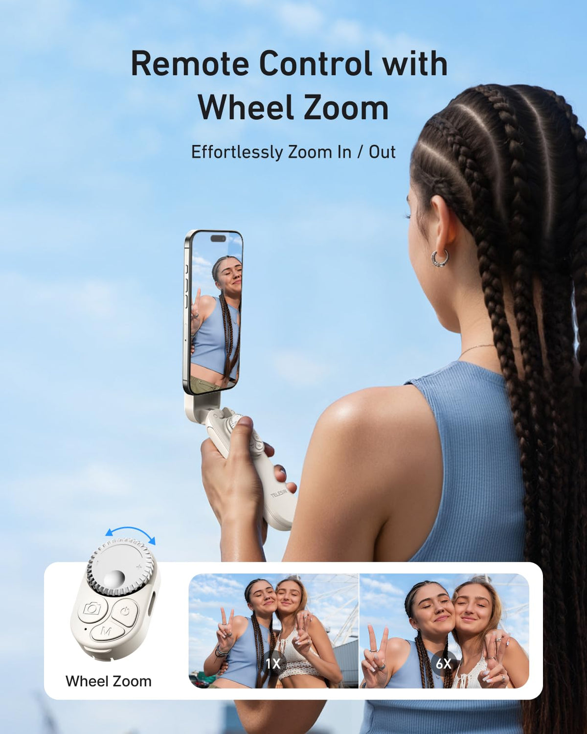 TELESIN Magnetic Mini Selfie Stick Phone Tripod for iPhone - TELESIN Official Imagery - 3