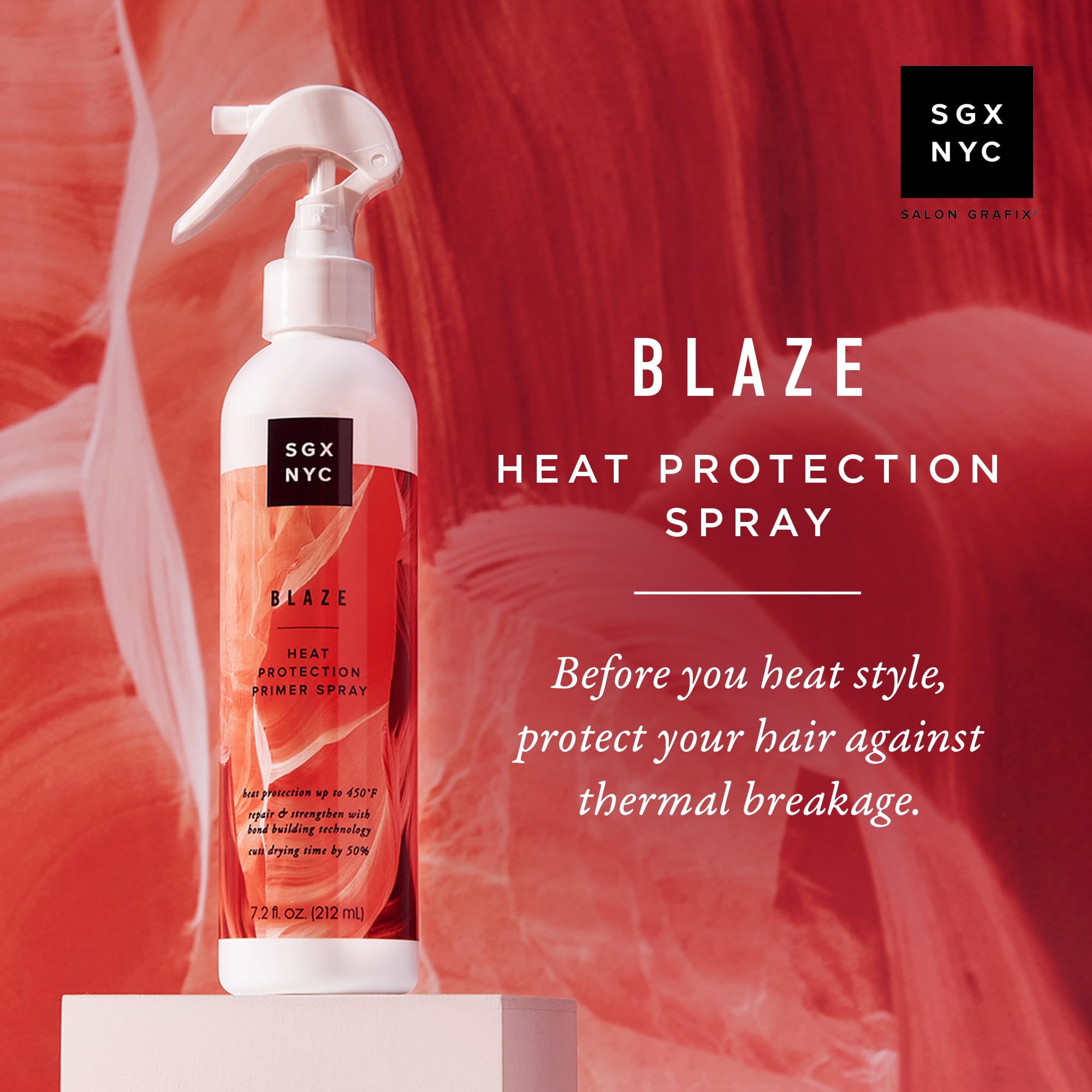 SGX NYC Blaze Heat Protection Primer Spray - Leave-In Heat Protection Spray for Hair - Infused with Ceramides - Revitalizes Damaged Hair - 2 pc