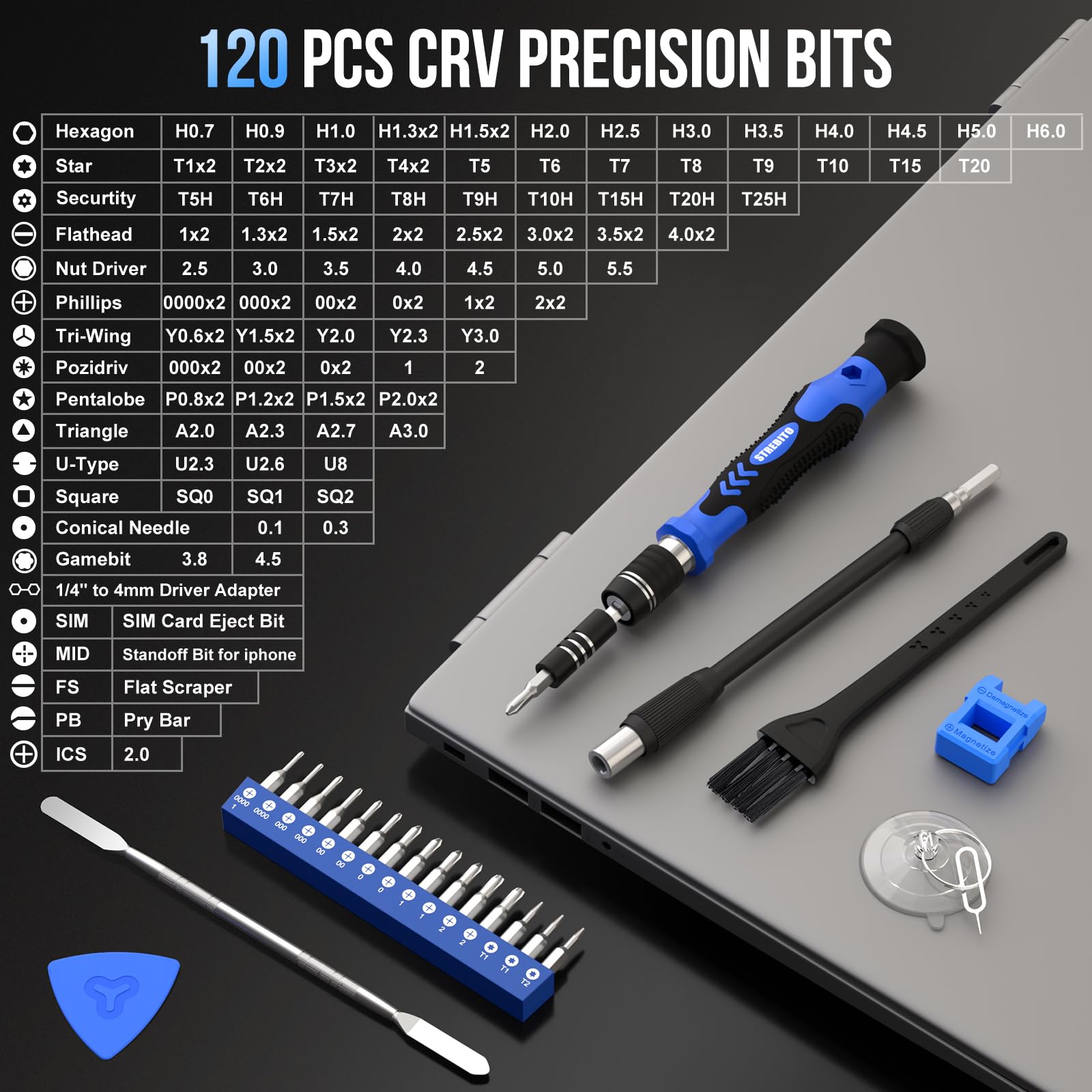 STREBITO Electronics Precision Screwdriver Sets 142-Piece with 120 Bits