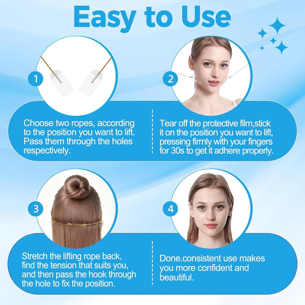 Face Lift Tape 200pcs with 8 Strings Neck Tape Lifting - Loxbcin Official Imagery - 7