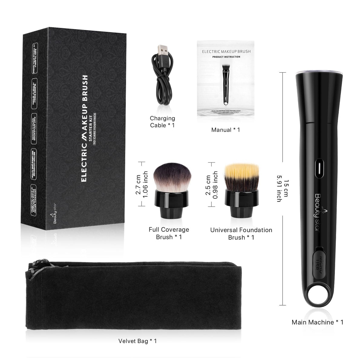 360 Electric Rotating Auto Makeup Brush with 2 Replaceable - Beauty Star Official Imagery - 6