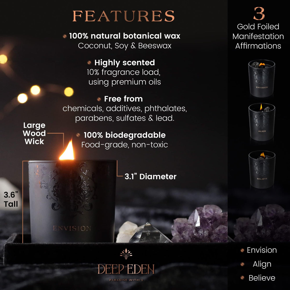 Black Orchid Pine Moss Scented Crystal Candle - Deep Eden Official Imagery - 8