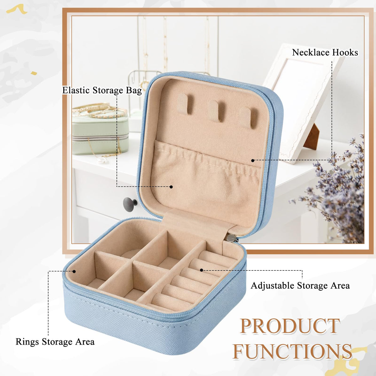 6 Pcs Small Jewelry Box Portable Travel Case PU Leather - Juinte Official Imagery - 4