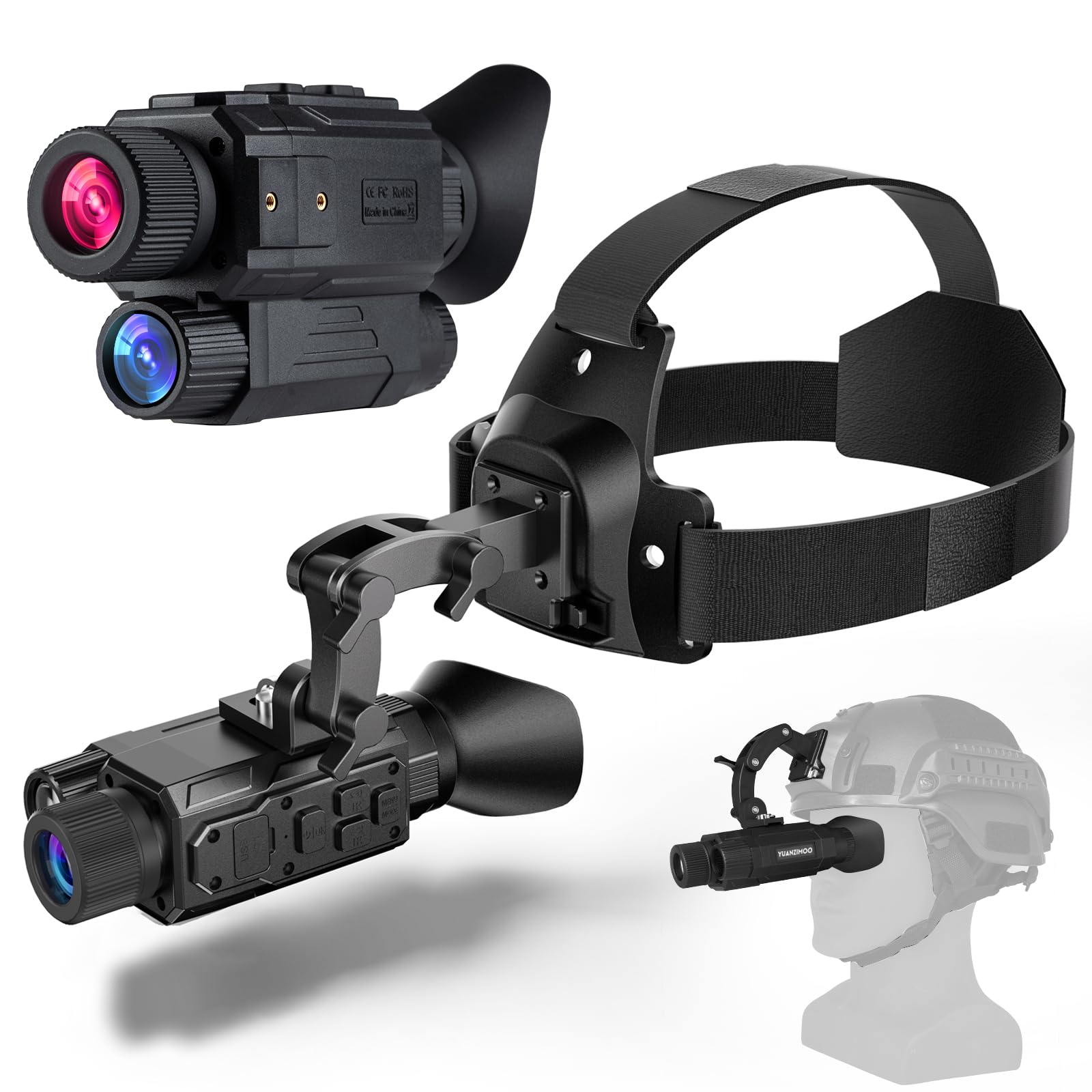 YUANZIMOO Head-Mounted Night Vision Monocular Digital Infrared Monocular for Cam - YUANZIMOO Official Product View 1