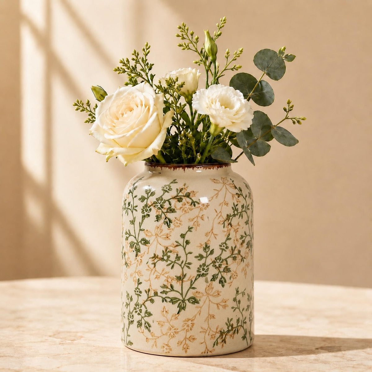 Rustic Tuscan Cream Ceramic Flower Vase - AUGsea Official Imagery - 1
