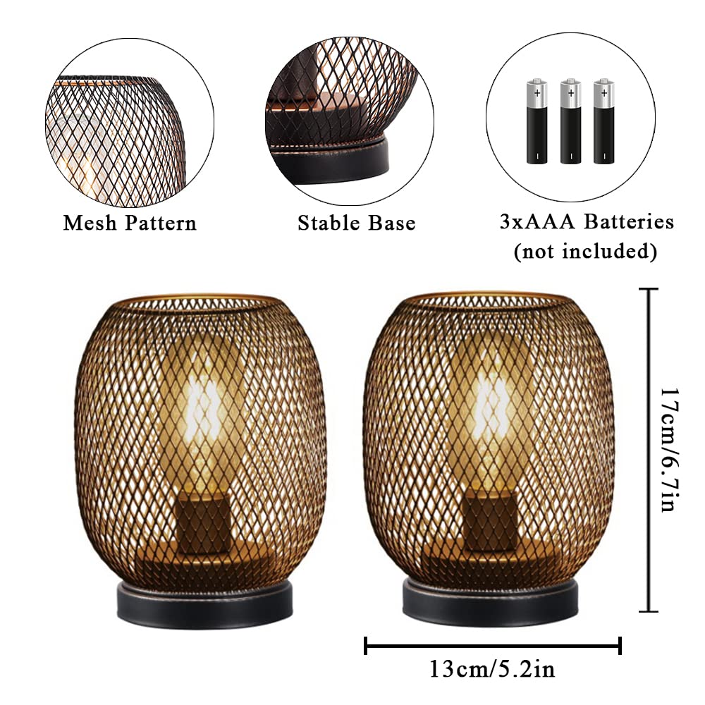 JHY DESIGN Set of 2 Metal Cage LED Lantern Battery Powered - JHY DESIGN Official Imagery - 4
