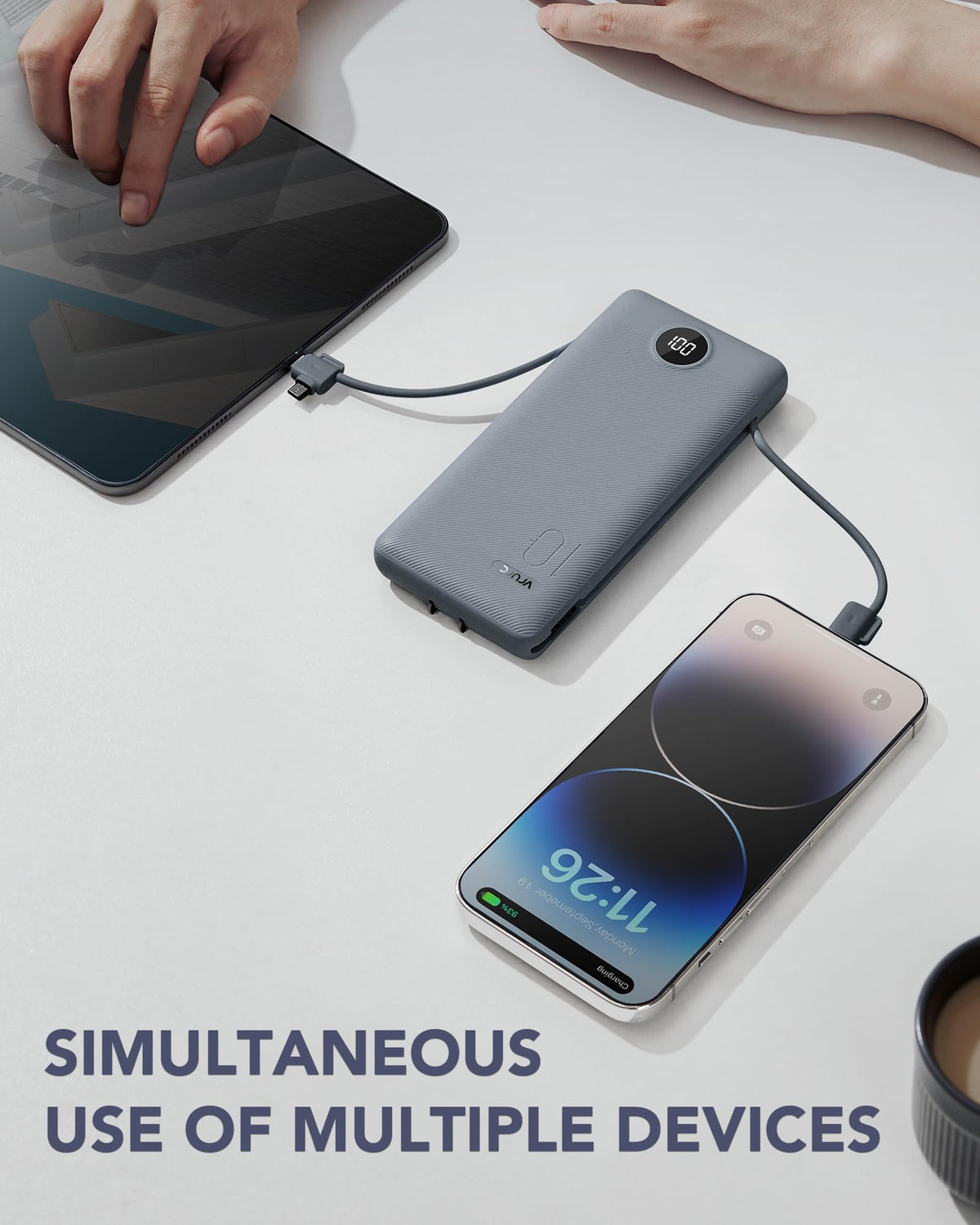 VRURC Portable Charger Built in Cables and AC Wall Plug USB - VRURC Official Imagery - 7