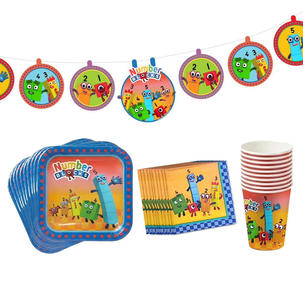 Numberblocks Party Supplies Kit 31 Piece Birthday Party Set - Mighty Mojo Official Imagery - 1