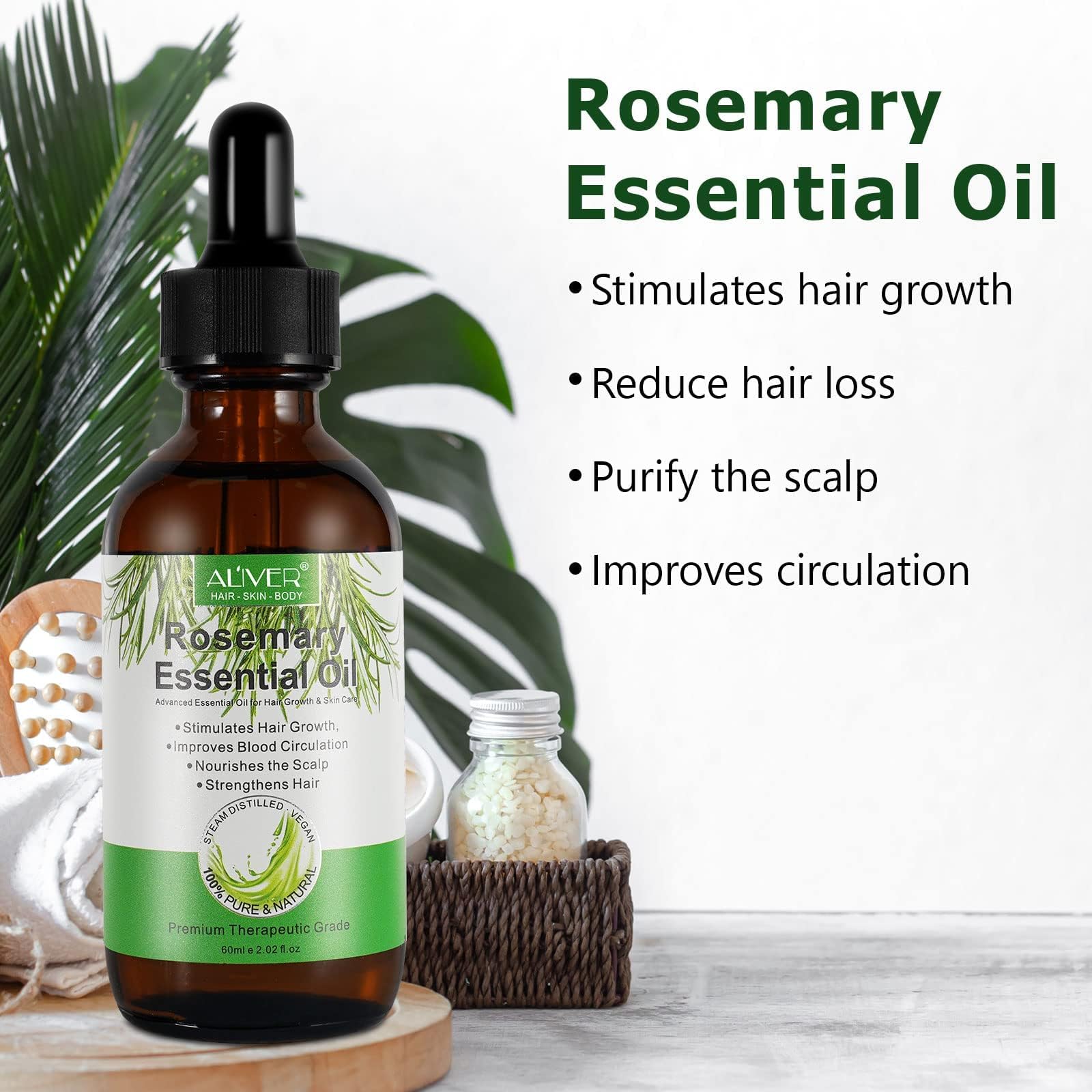 ALIVER Pure Natural Rosemary Essential Oils - & Hair Growth Scalp Oil for Dry Damage - ALIVER Official Product View 7