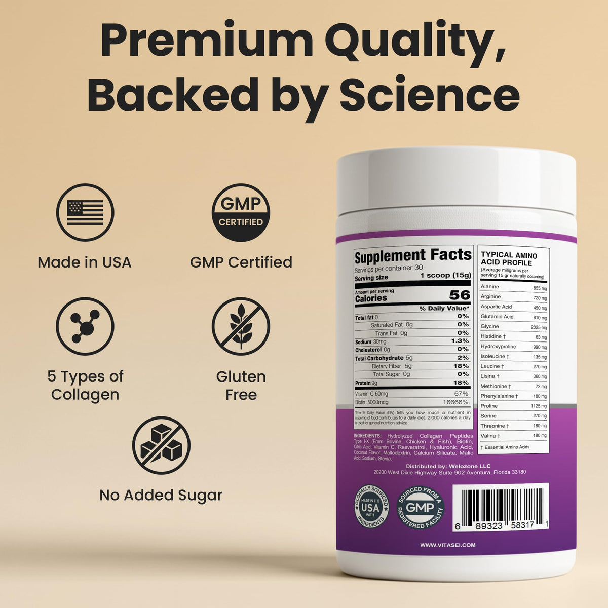 VITASEI Hydrolyzed Collagen Peptide Powder Drink Coconut - VITASEI Official Imagery - 6