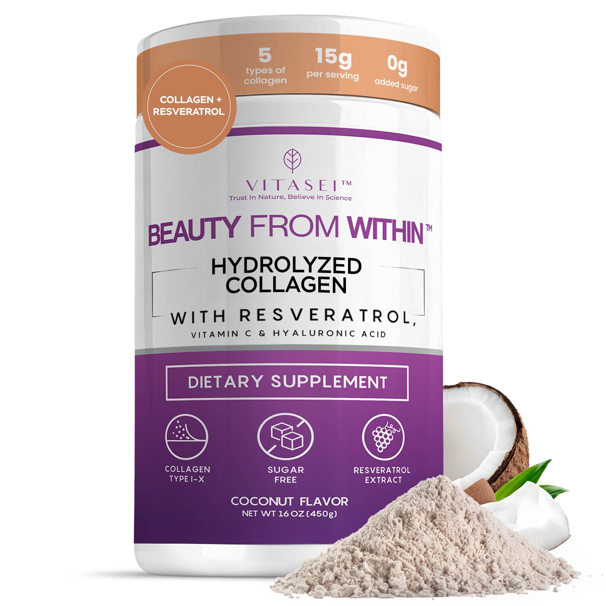 VITASEI Hydrolyzed Collagen Peptide Powder Drink Coconut - VITASEI Official Imagery - 1