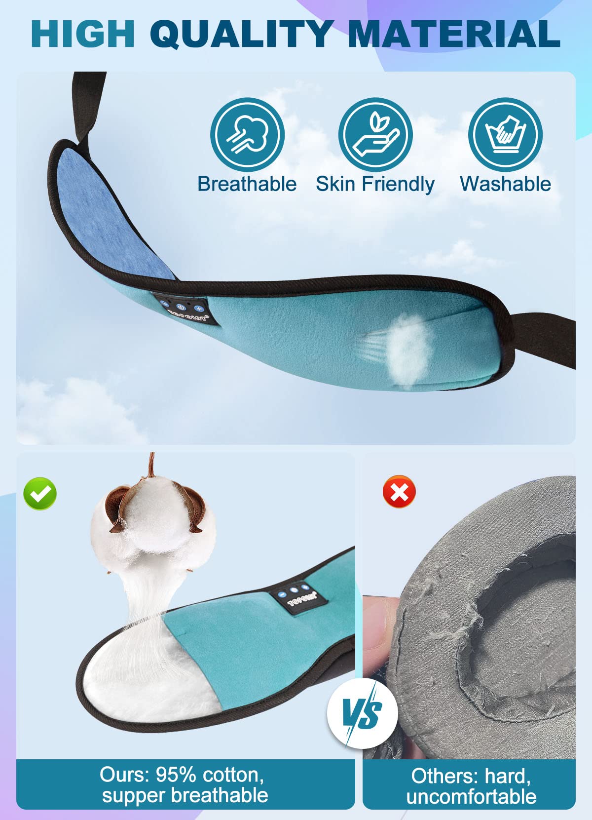 TOPOINT Sleep Mask with Headphones Bluetooth 5.4 Wireless, Sleep Headphone with - TOPOINT Official Product View 6