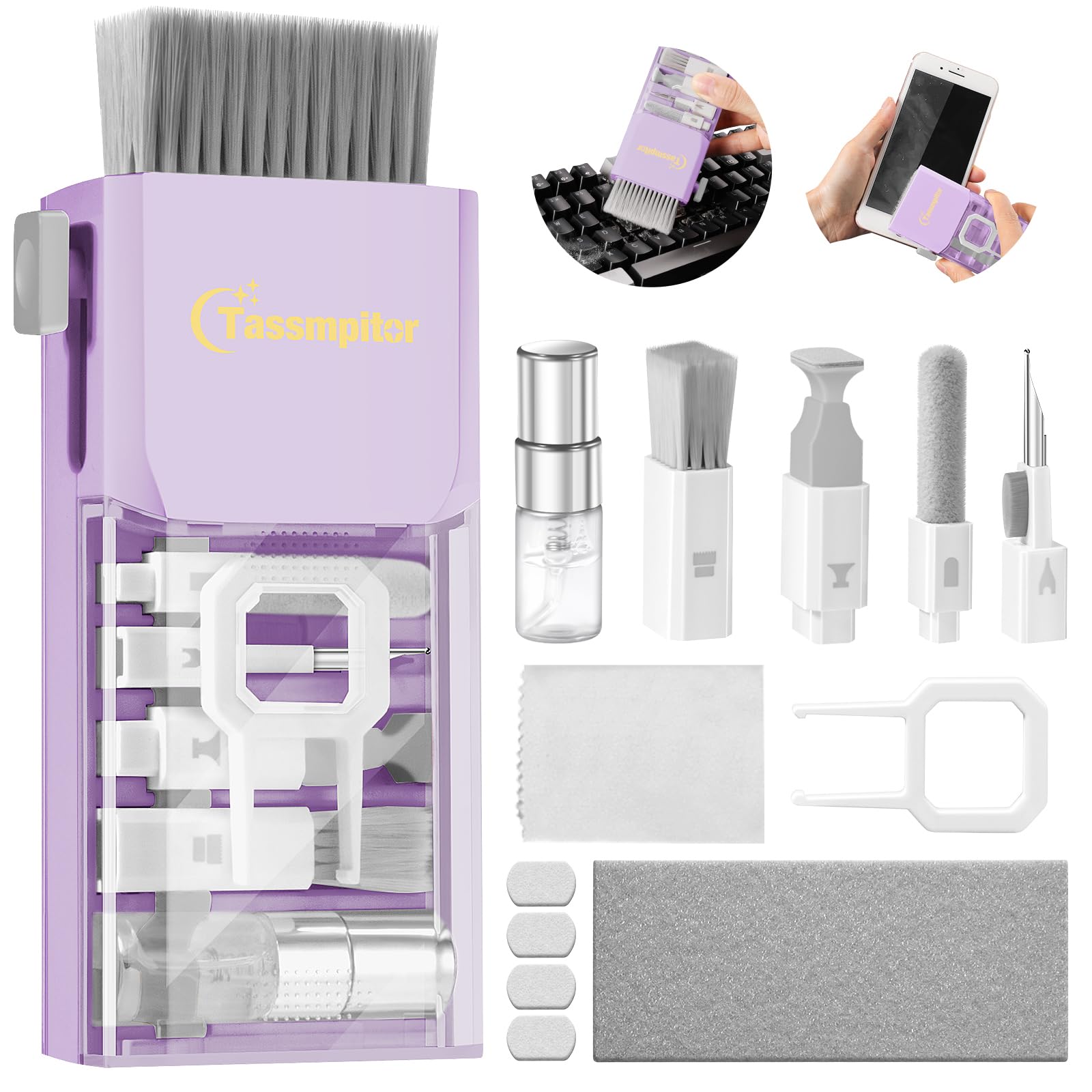 Tassmpitor 11-in-1 Keyboard & Screen Cleaning Kit – Purple