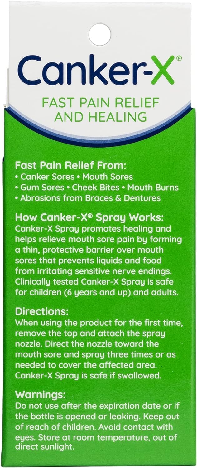Canker-X Mouth Sore Spray, Oral Pain Relief for Canker Sores, 0.51 Fl Oz