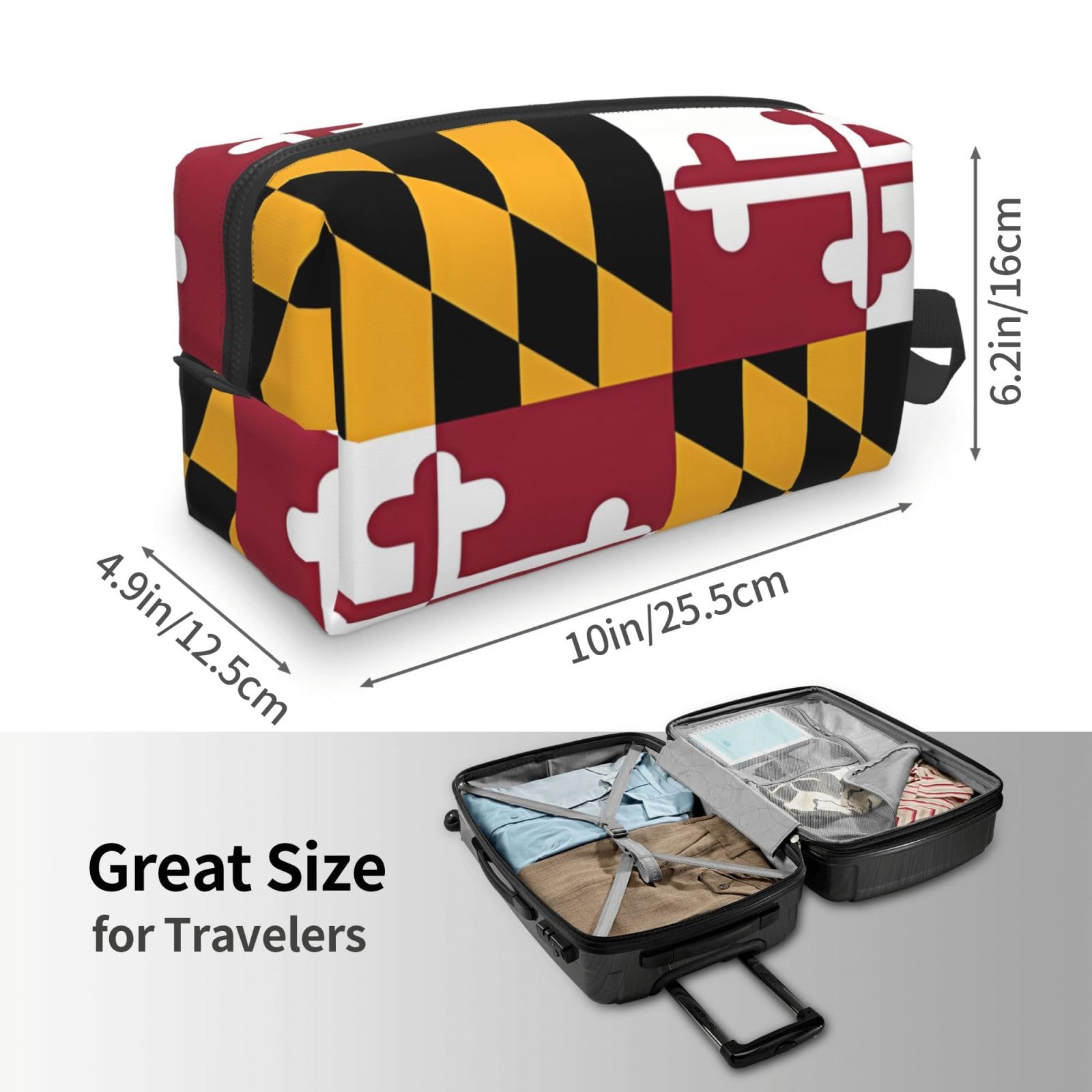 SXZVVBN Flag of Maryland Large Capacity Travel Toiletry Bag Durable Oxford Cloth Makeup Organizer Cosmetic Pouch