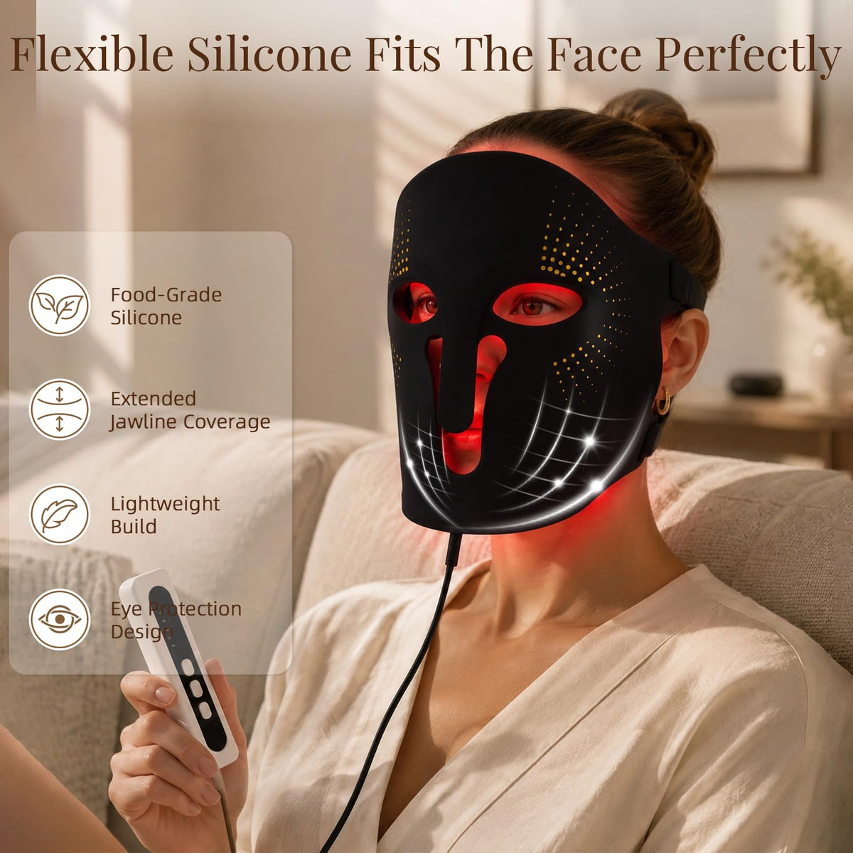 Red Light Mask Therapy for Face FDA Cleared 3 Colors Red - bubbotparty Official Imagery - 7