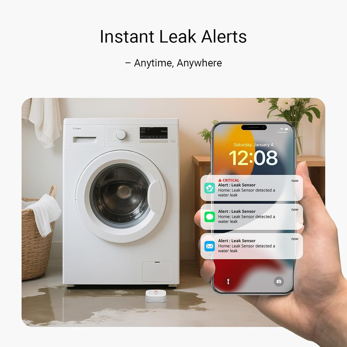 YoLink Water Leak Sensor 4 105 dB Alarm Kit 3 Pack Hub - YoLink Official Imagery - 4