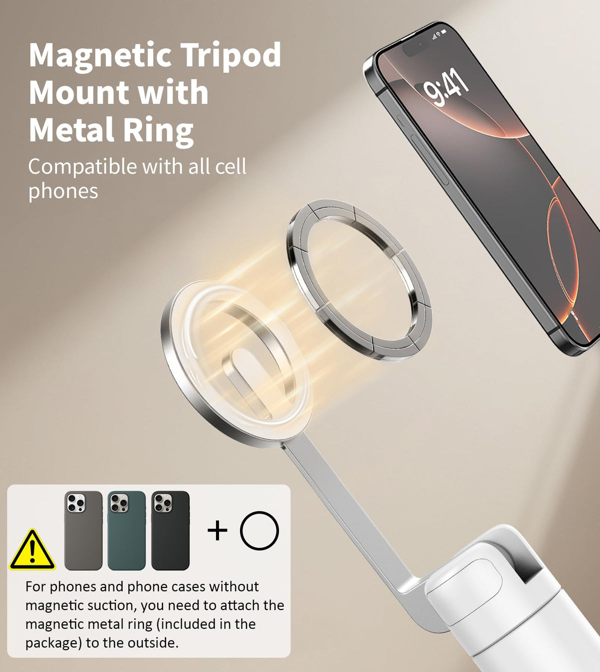TONEOF 68 Magnetic Aluminum Phone Tripod Selfie Stick for - TONEOF Official Imagery - 3