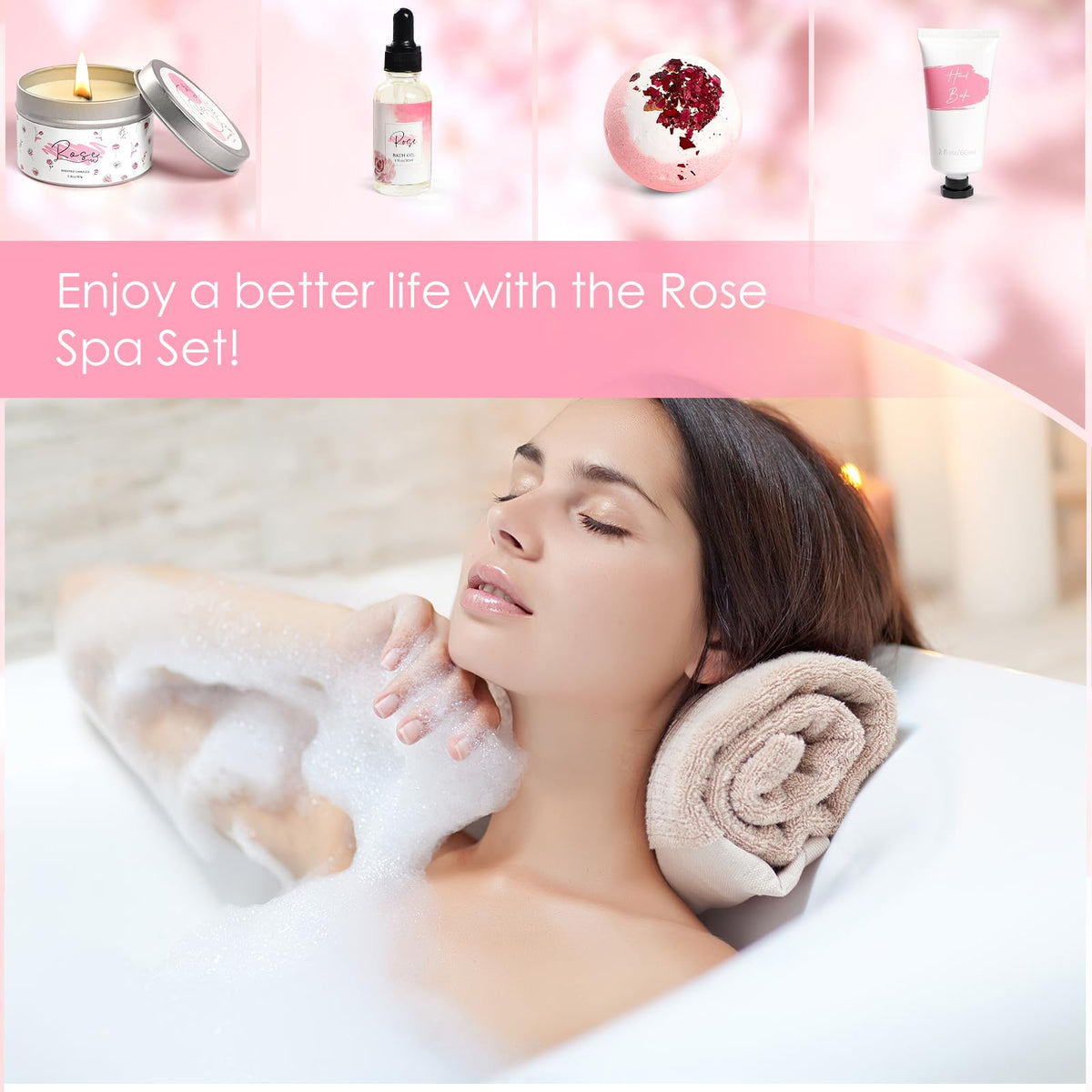 Mother s Day Gifts Rose Spa Gifts Set Bath Gifts Set for - Frerdui Official Imagery - 4