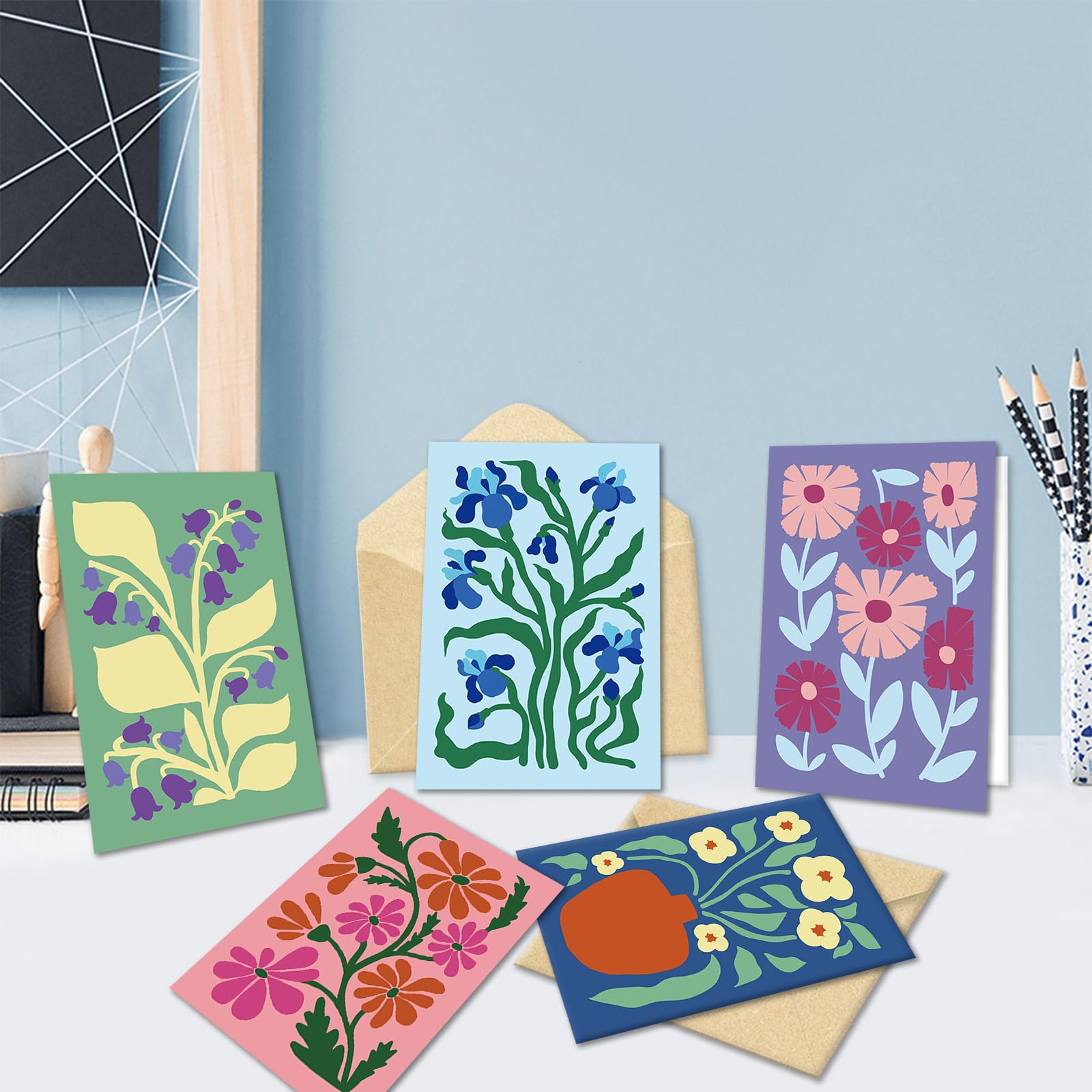 Bablira 24-Pack Floral Greeting Cards with Envelopes