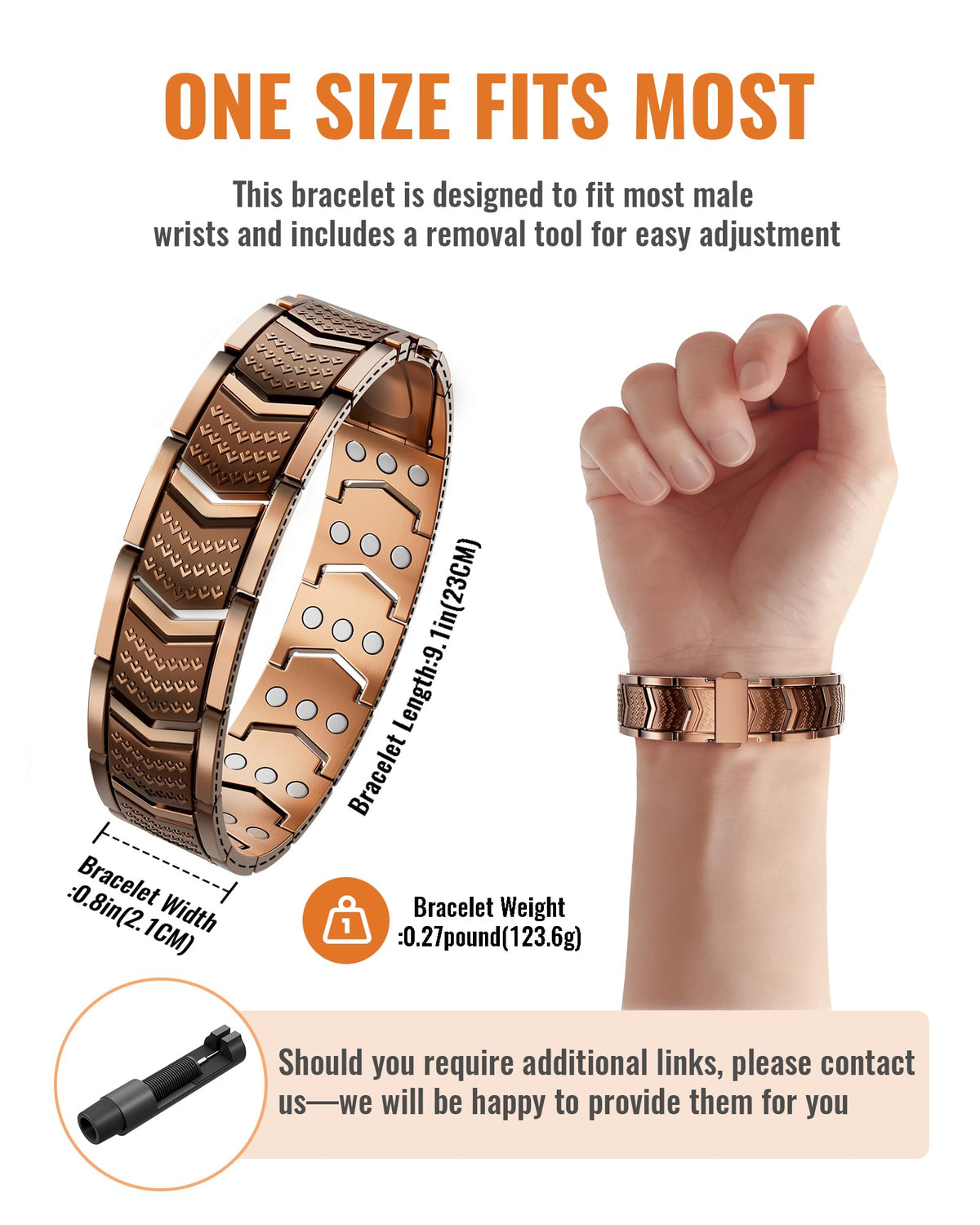 Copper Magnetic Bracelets for Men Pure Copper Jewelry Gift - vapeples Official Imagery - 8