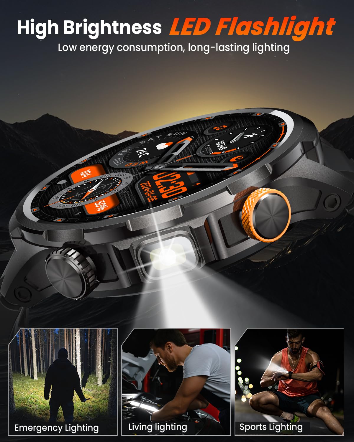 NAIXUES Military Smartwatch for Men 1000mAh Fitness Tracker Rugged Men - View 4