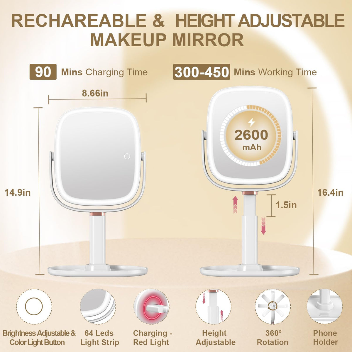 Makeup Mirror with Lights 1X 20X Magnifying Mirror with - Mocado Official Imagery - 3