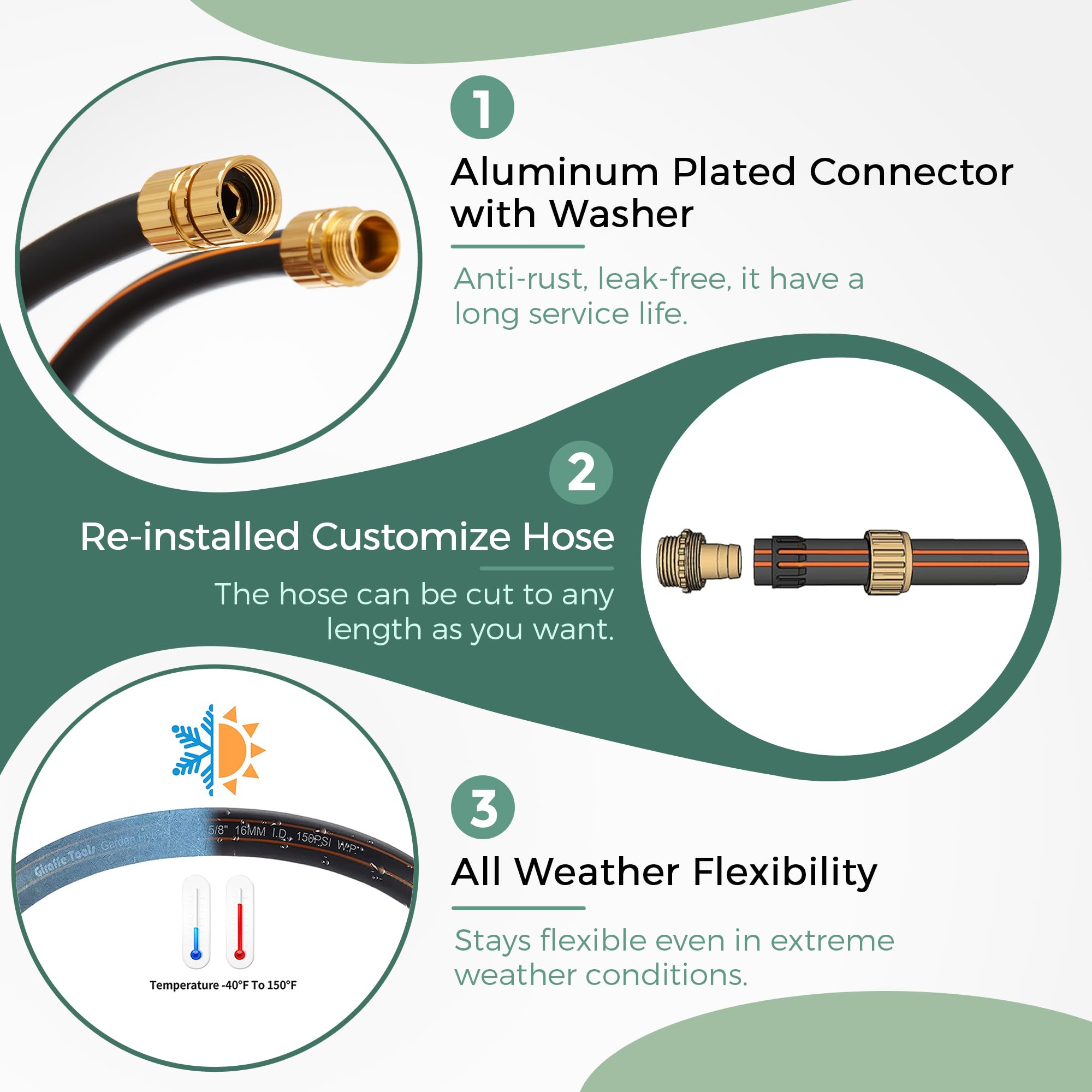 Giraffe Tools Garden Hose 5/8", 100ft Water Hose Heavy Duty - Giraffe Tools Official Product View 4