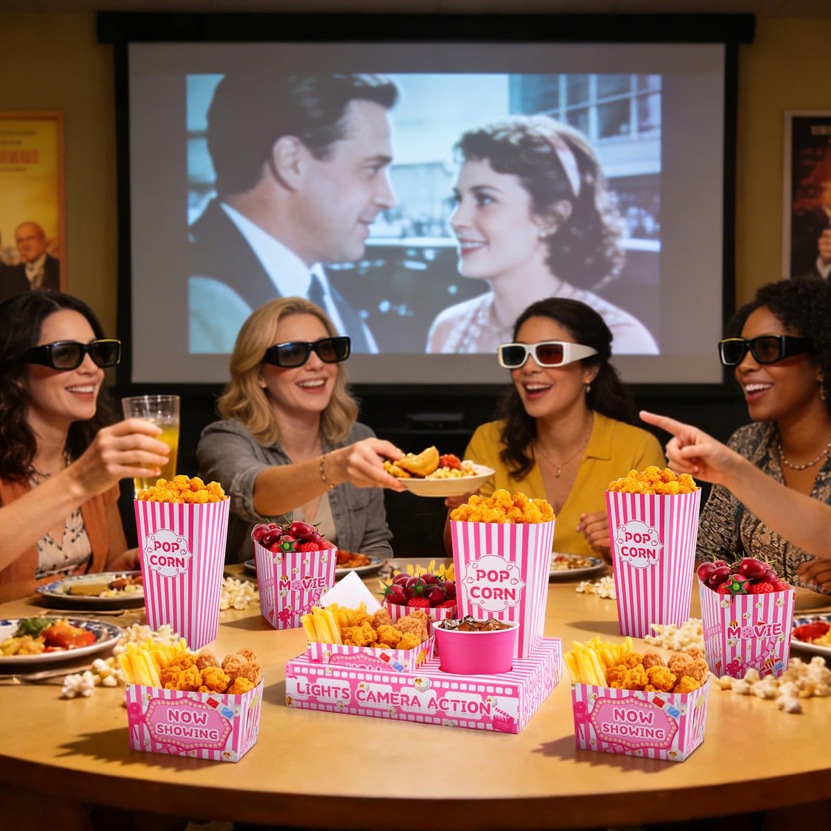 48 Pcs Pink Movie Night Party Supplies Snack Popcorn Trays - ARQRHTLY Official Imagery - 8