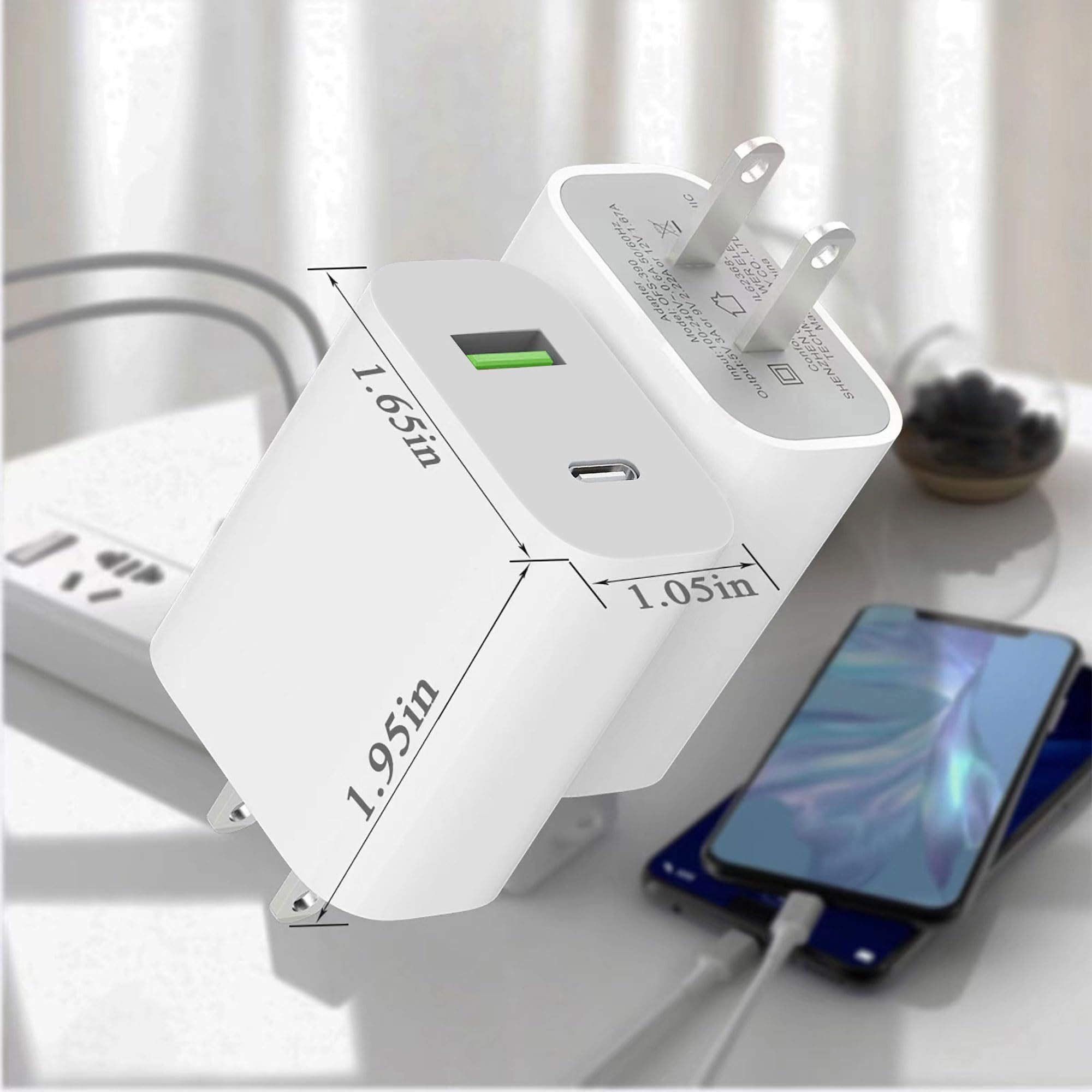 DENGWENQIANG USB C Charger Block, Dual Port Type C Wall Charger Charging Power - DENGWENQIANG Official Product View 6