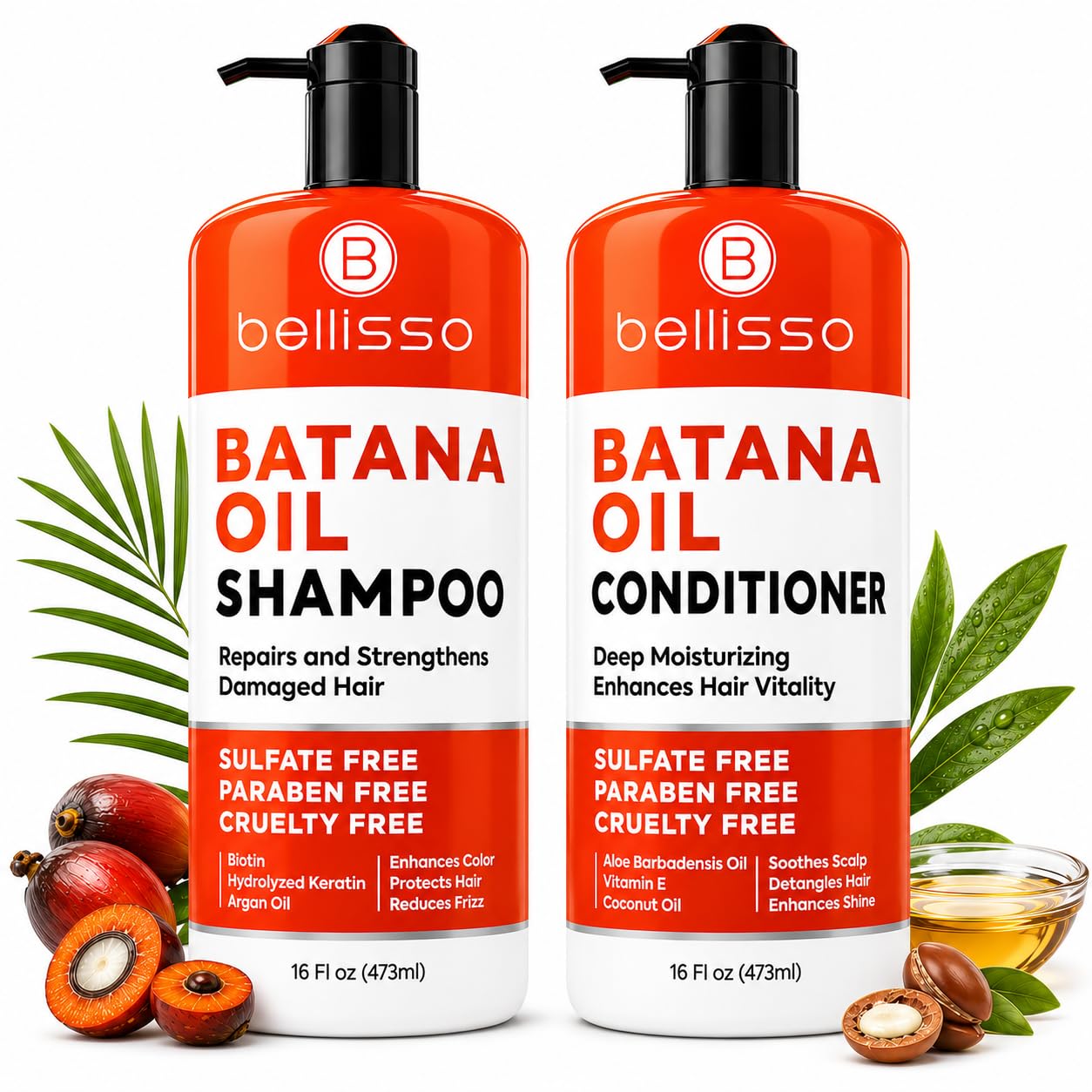 BELLISSO Batana Oil Shampoo and Conditioner Set - Thickening Hair Products and - BELLISSO Official Product View 2
