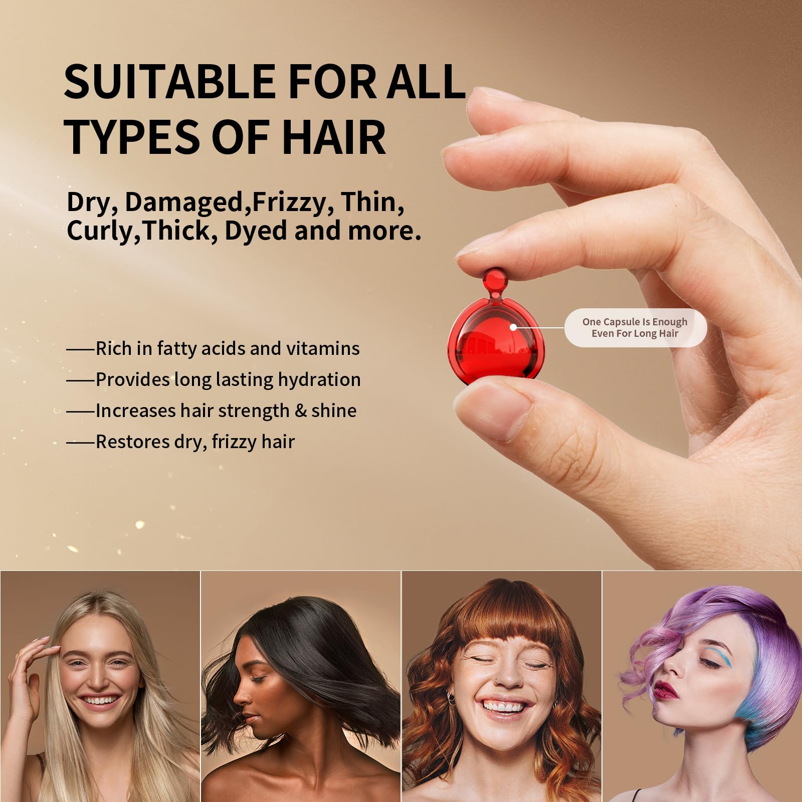 POEROES Hair Oil Hair Vitamins A C E Pro B5 Hair Treatment Serum 50 Capsules - POEROES Official Product View 6