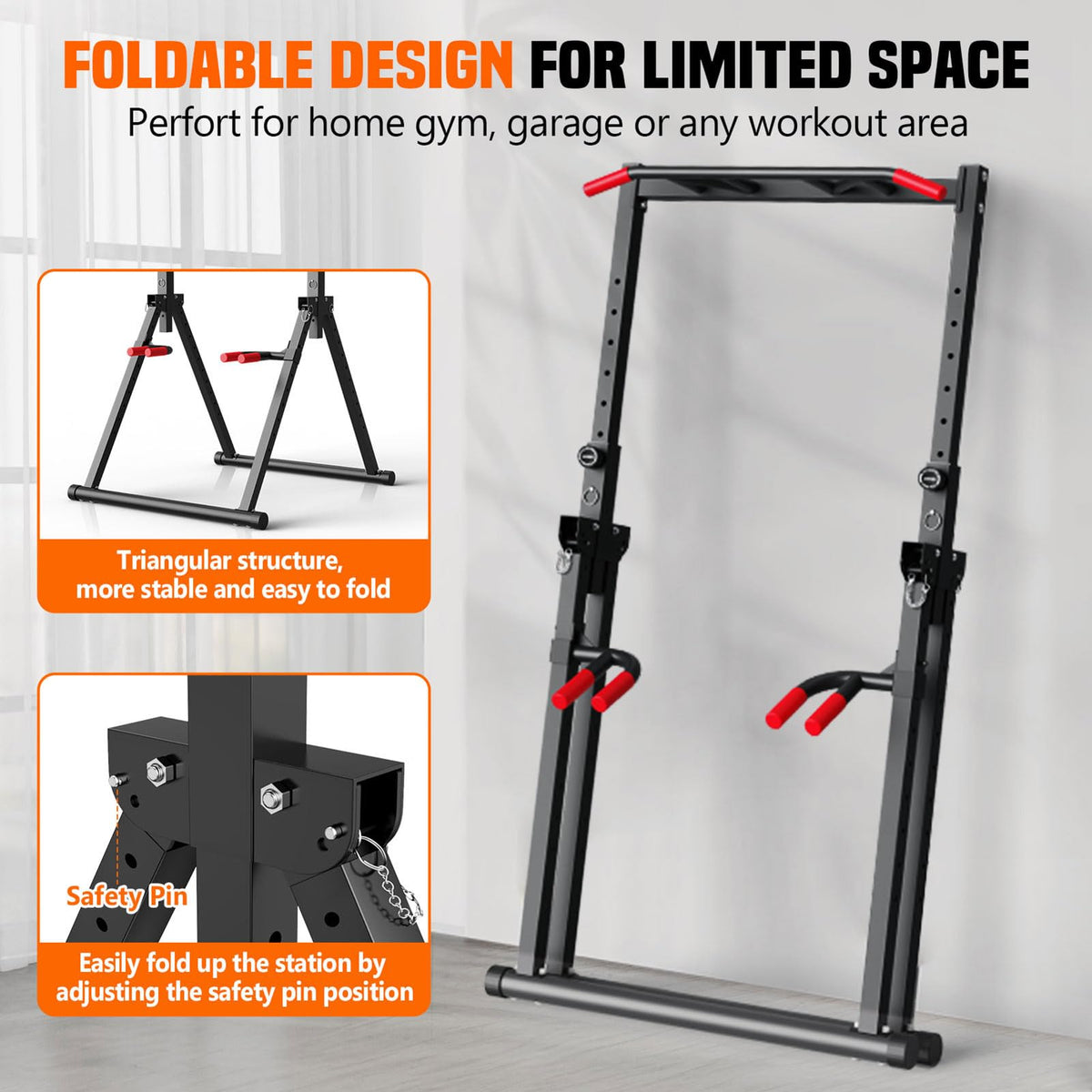 Foldable Power Tower Dip Station for Pull Ups Dips Push Ups - SERTT Official Imagery - 8