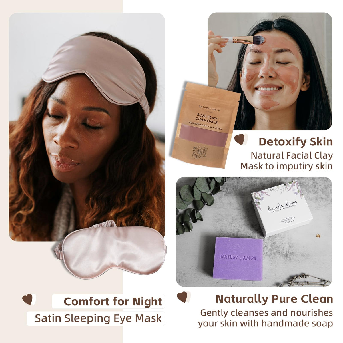Natural Amor Spa Gift Set for Women 6 Piece Self Care Gift - NATURAL AMOR LOS ANGELES Official Imagery - 5