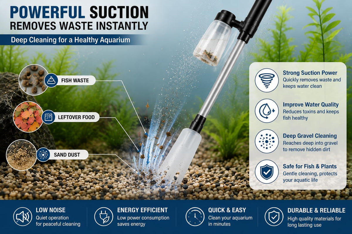 Electric Aquarium Gravel Cleaner Fish Tank Vacuum Cleaner - Premium Selection Official Imagery - 5