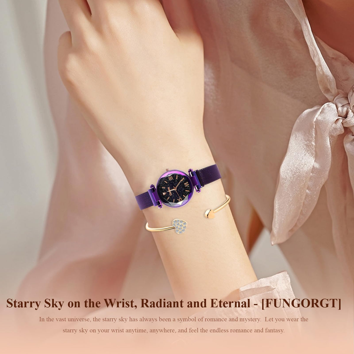 Luxury Quartz Starry Sky Dial Ladies Wrist Watches Magnetic - FUNGORGT Official Imagery - 5