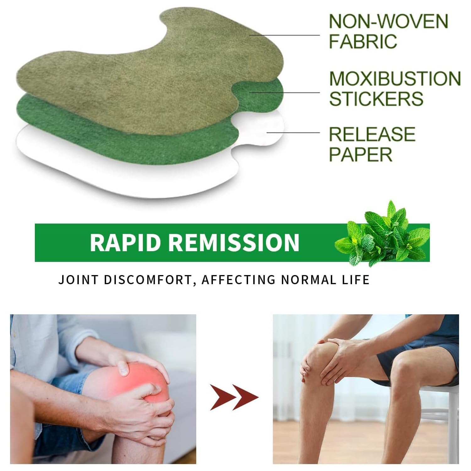 Sufiibtly Mugwort Herbal Knee Joint Relief Patches 40pc