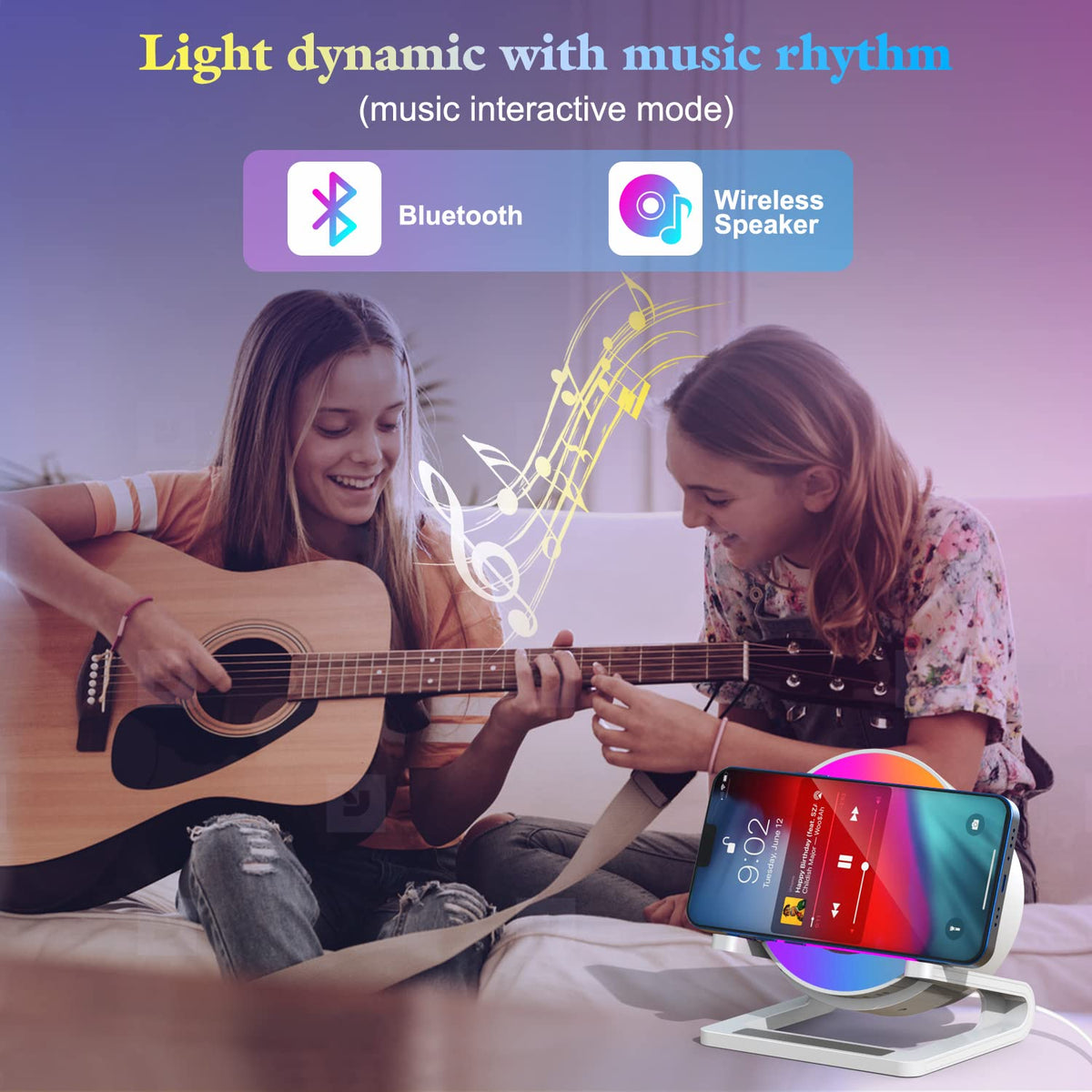 Night Lights Bluetooth Speaker Wireless Charger 15W with - doopo Official Imagery - 4