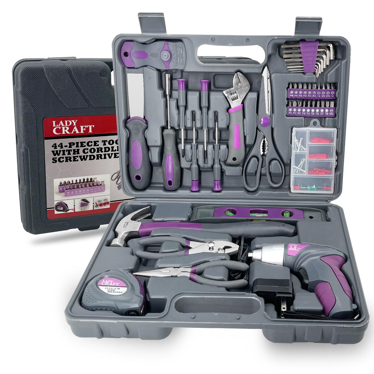 44Pcs Lady Tool kit 4V Purple Poewer Screwdriver Set Home - werktough Official Imagery - 2