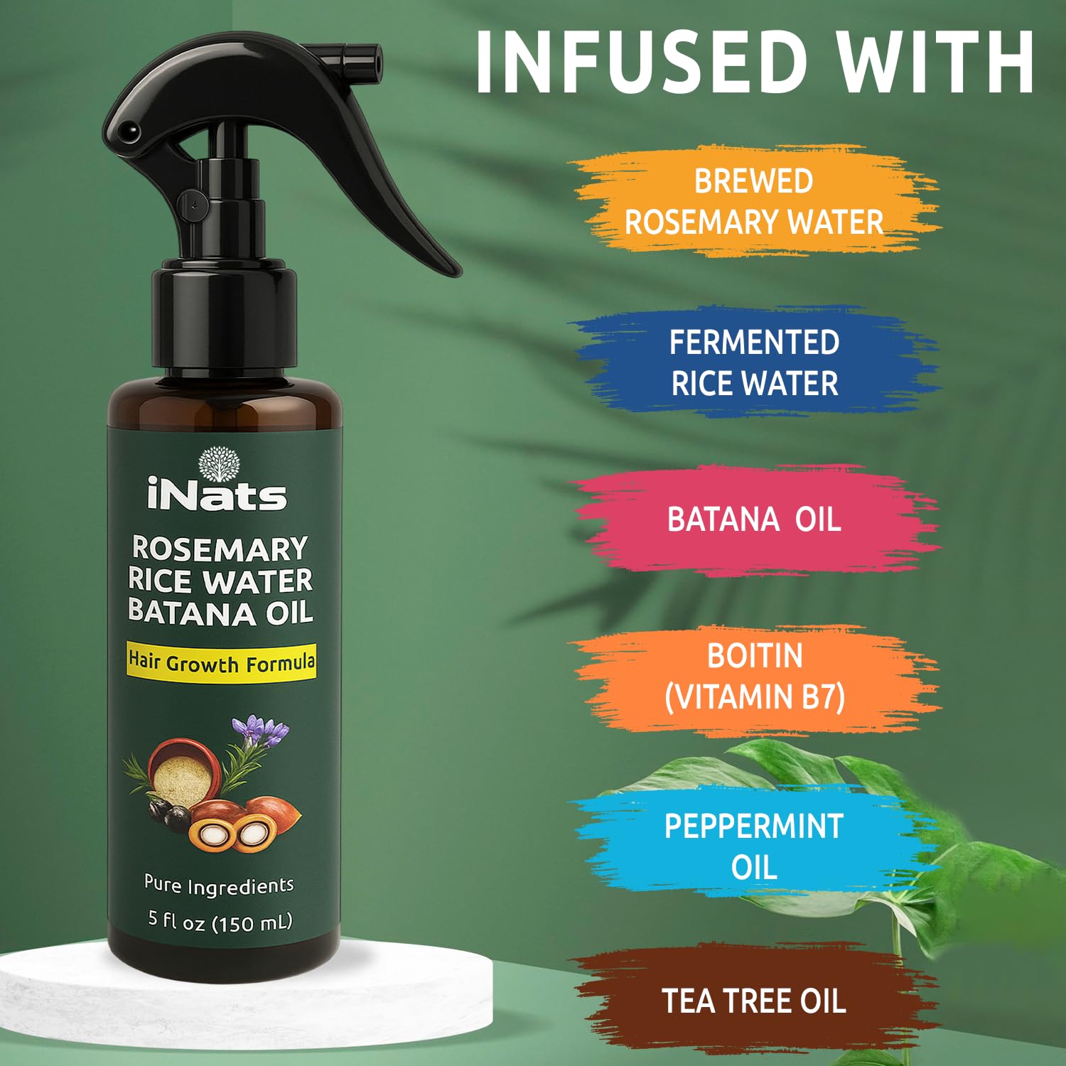 Rosemary Water Spray for Hair Growth Rice Water Spray 5 fl - iNats Official Imagery - 6